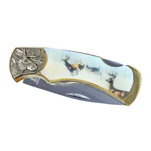 Franklin Mint Collector Knife Blade Wildlife Series Deer with Case Flaw*